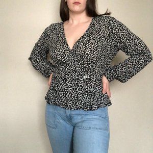 Black and White Patterned DKNY Blouse